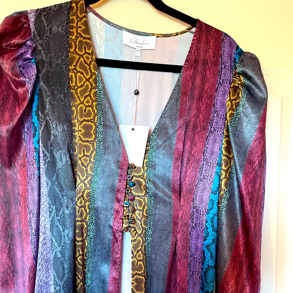 L academie Long sleeve Robe with covered buttons